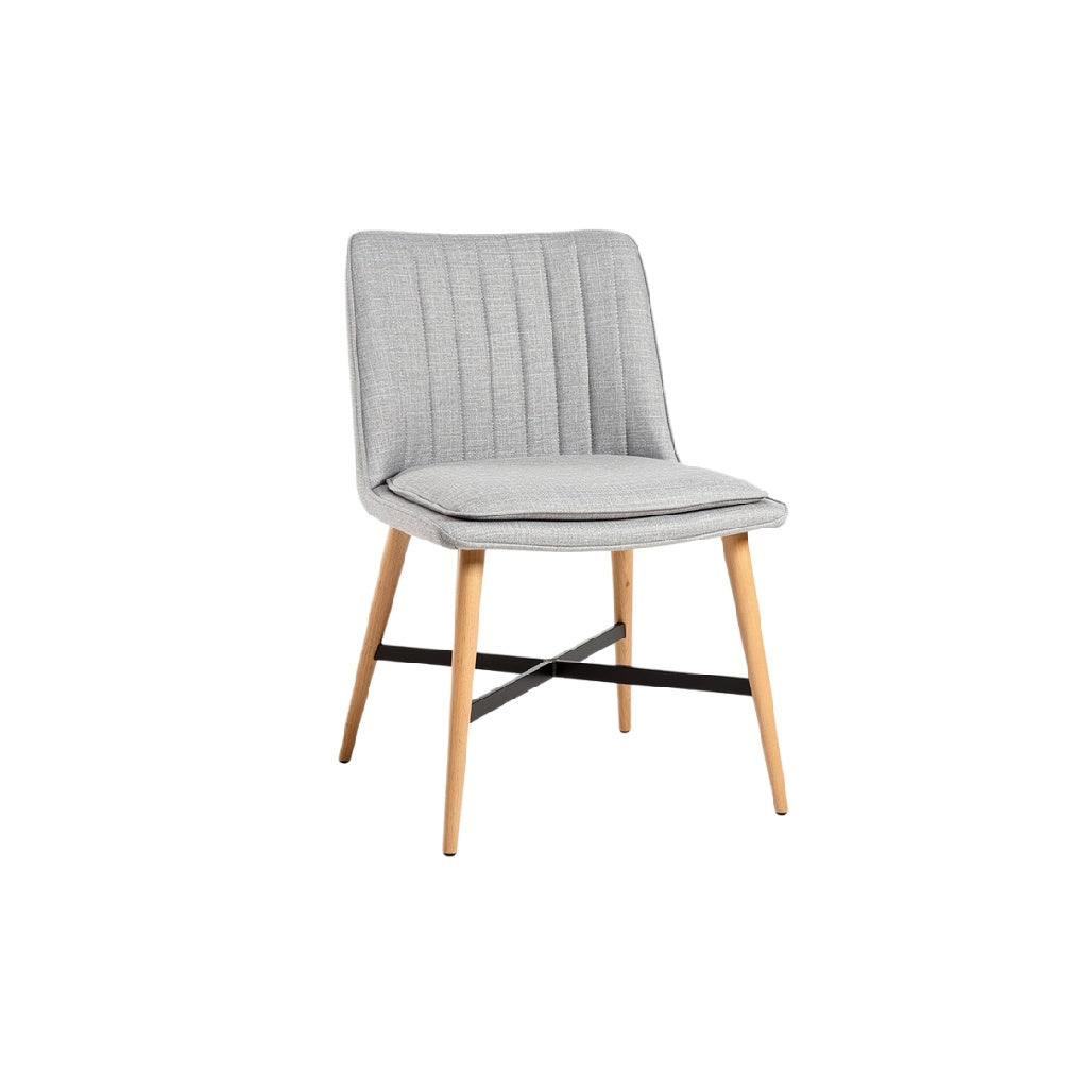 Moderne grijze eetstoel met houten poten