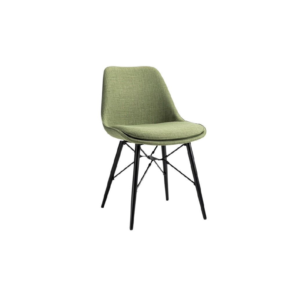 Moderne groene eetstoel met metalen poten