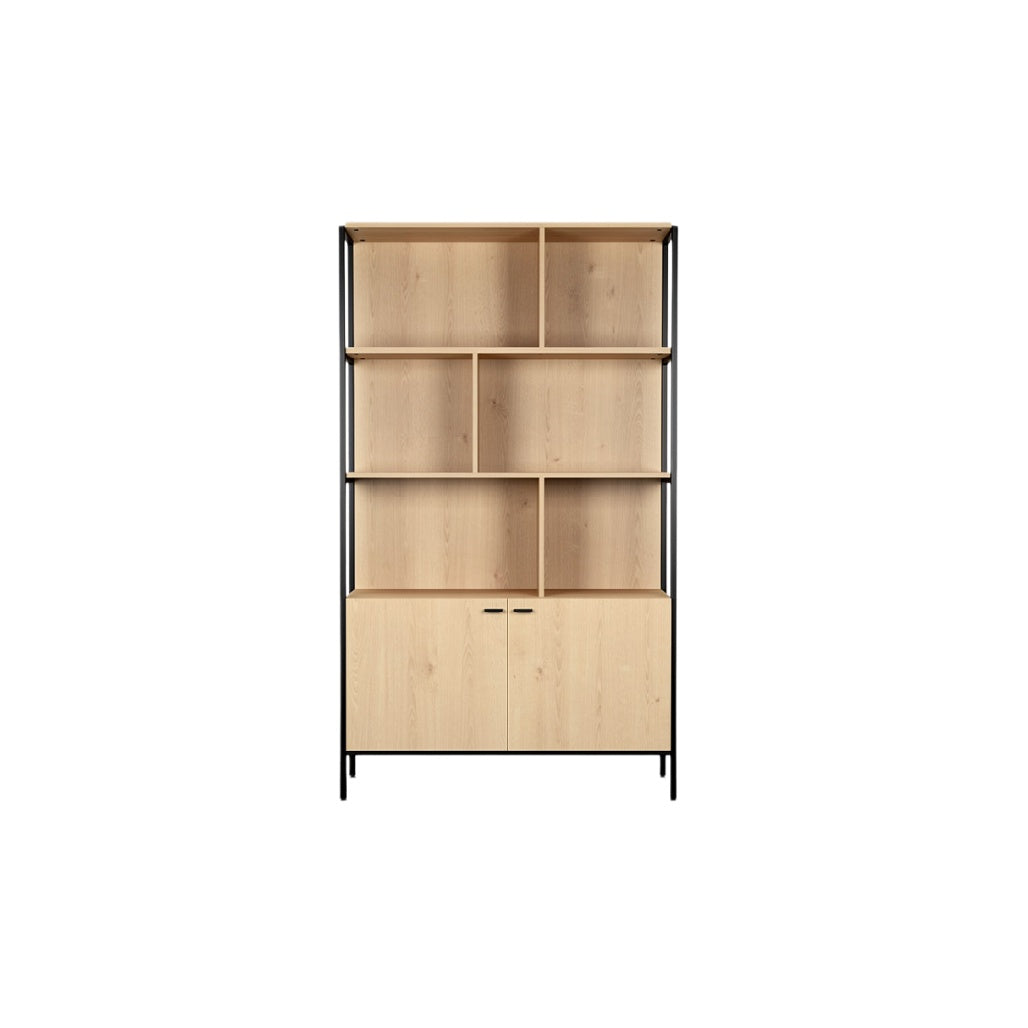 Moderne boekenplank met open en gesloten opbergruimte