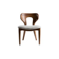 Moderne houten stoel met stoffen zitting